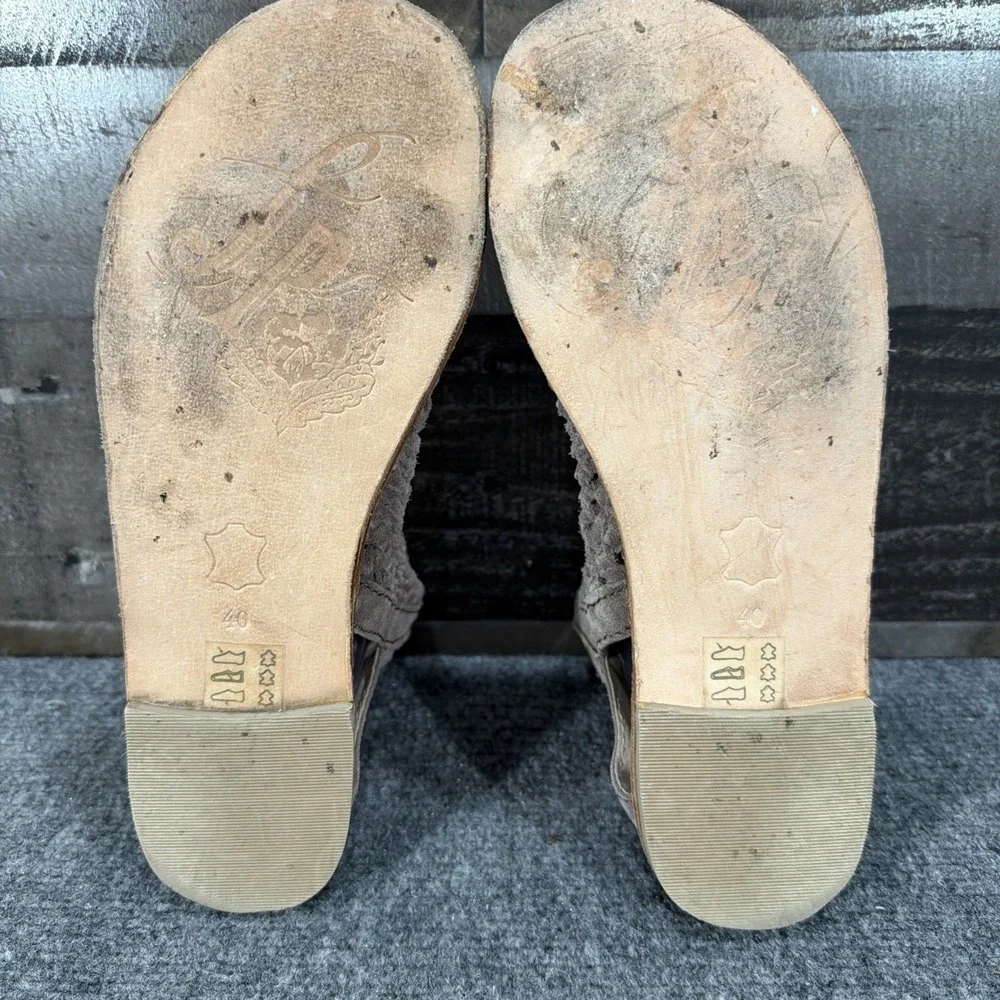 Free People Island Cruiser Woven Suede Sandals Boho Bootie Taupe EU 40 US 10